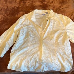 Bass Light Yellow 3/4 sleeve blouse, size XL